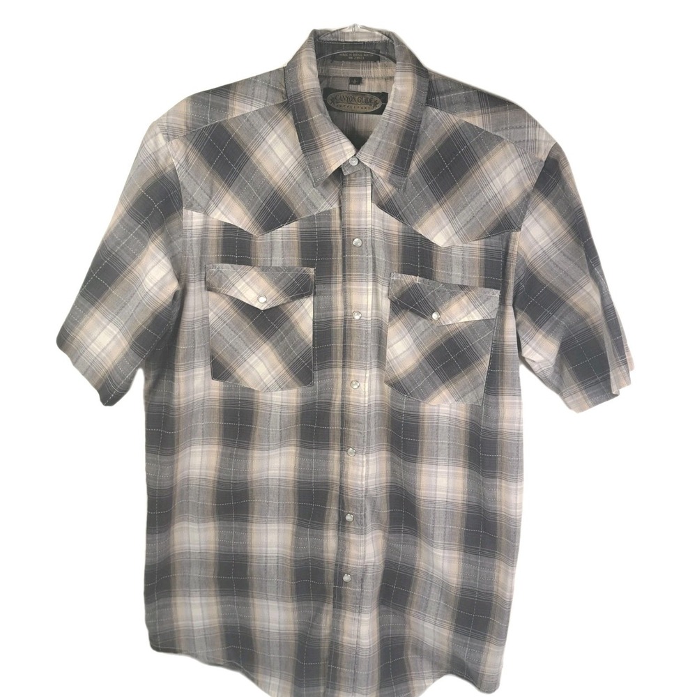 Canyon Guide Outfitters Western Pearl Snap Shirt Mens L Short Sleeve Cowboy